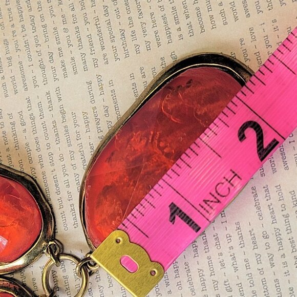 Red Cabochon Stone Necklace - Picture 9 of 11